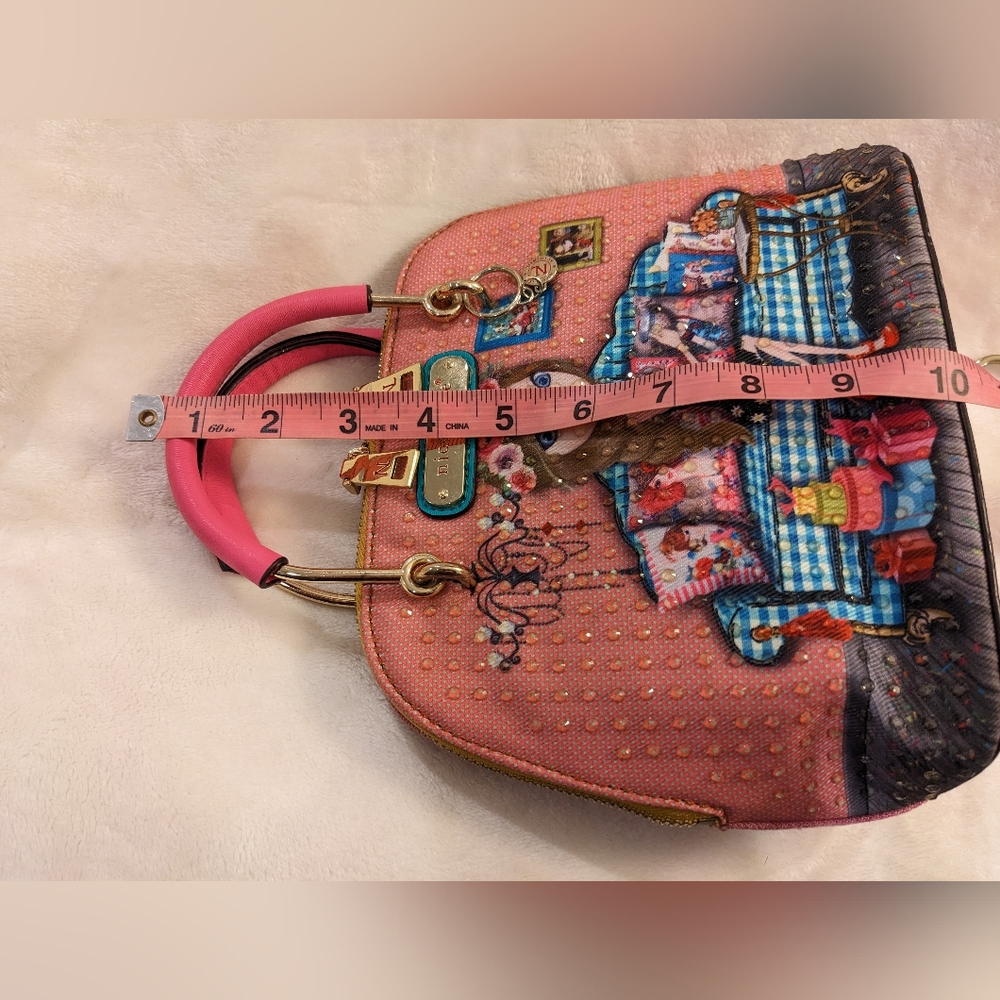 OOAK Pretty in Pink Embellished NICOLE LEE Crossbody Bag NEW - Picture 4 of 16